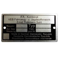 Tabliczka znamionowa Simson S51/SR50