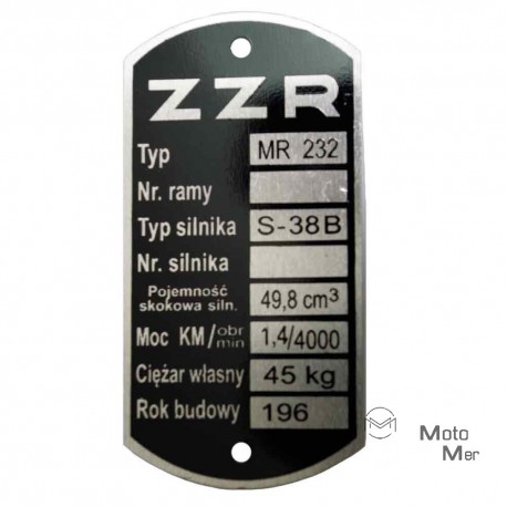 Typenschild alle Moped (Rahmenplakette aus Aluminium)***
