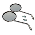 Lusterka okrągłe metalowe chrom 22cm M8 P/P + redukcje M10 komplet