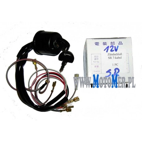 Zündschloss SR50, SR80 12V ohne Sitzbankschloss 7 Kabel
